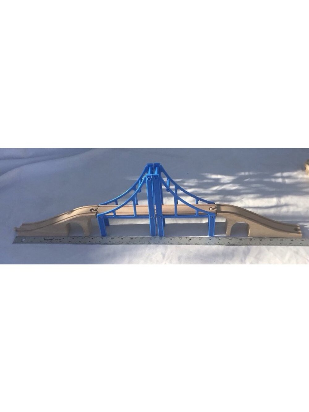 Vtg BRIO Sydney Blue Suspension Bridge Set 3339 Double Wood Train Track 4pc Lot